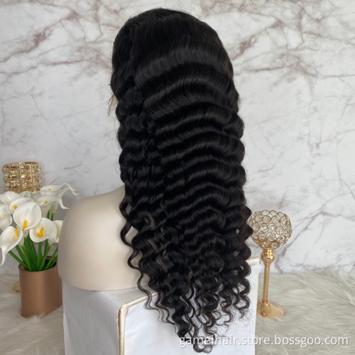 Wholesale Raw Human Hair Vendor Natural Black Lace wigs For Black Women 100% human hair lace frontal deep wave wig